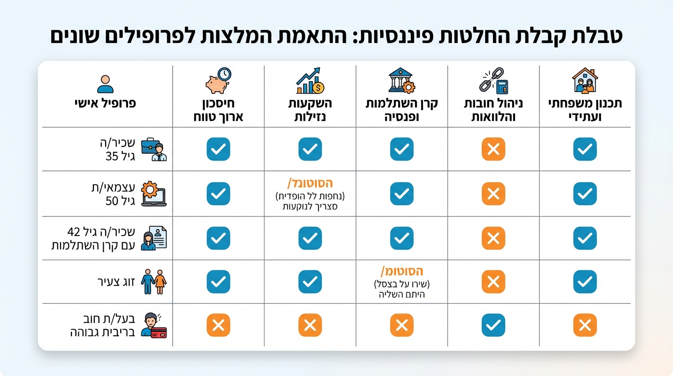 מפת החלטה - מי מתאים לו לקחת הלוואה כנגד חיסכון פנסיוני ומי צריך להימנע