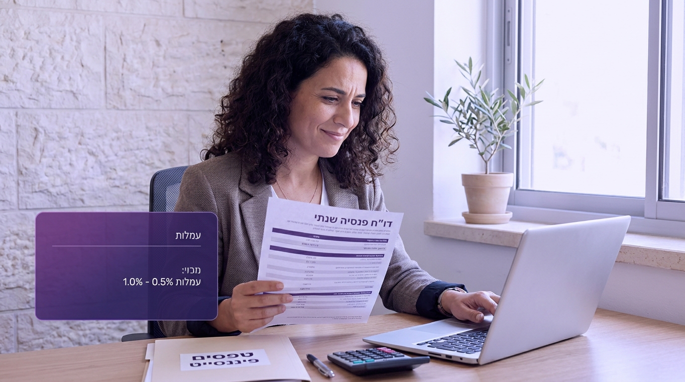 תרחיש אמיתי של הפחתת דמי ניהול פנסיוניים מ-4.5% ל-1.2% — חיסכון של 285,000 שקל